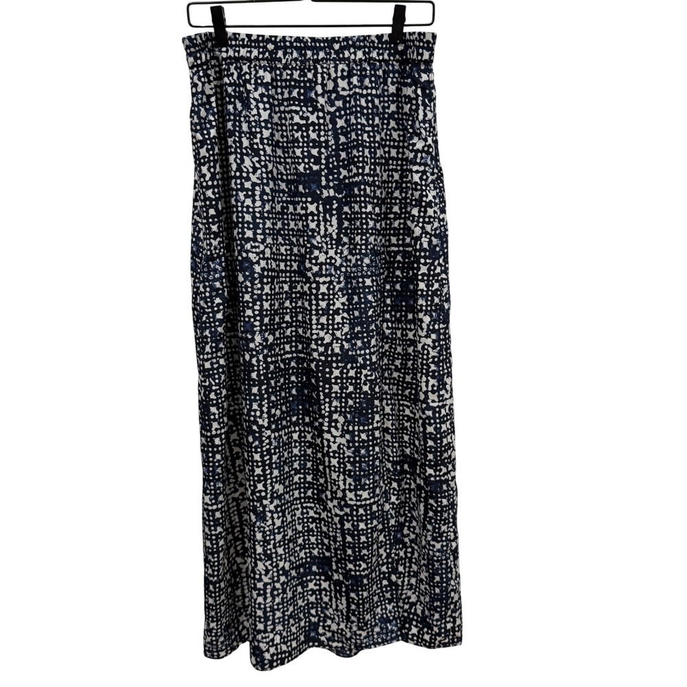 Michael Michael‎ Kors Navy White Geometric Print Elastic Waist Maxi Skirt Medium